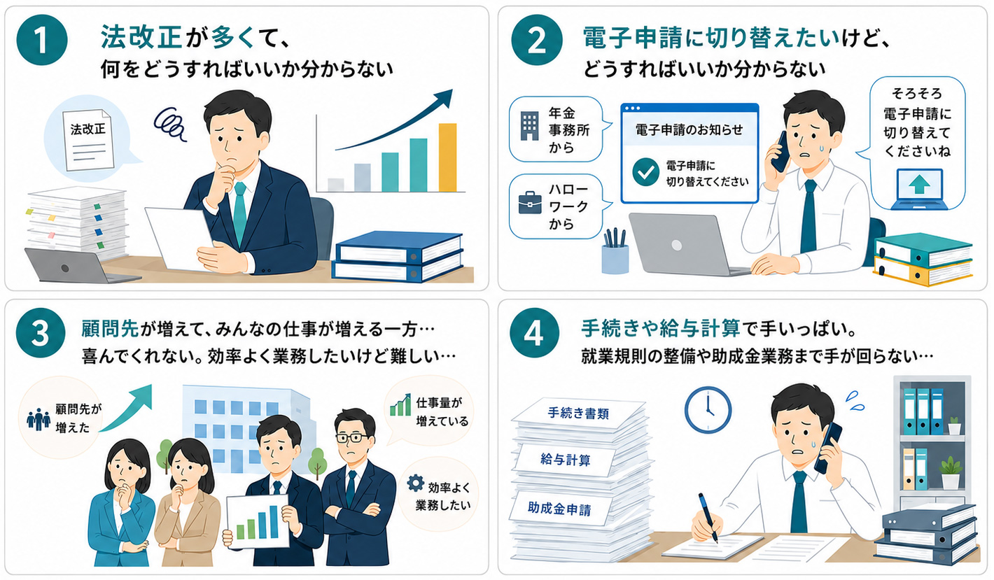 社労士事務所の業務管理に関するお悩み