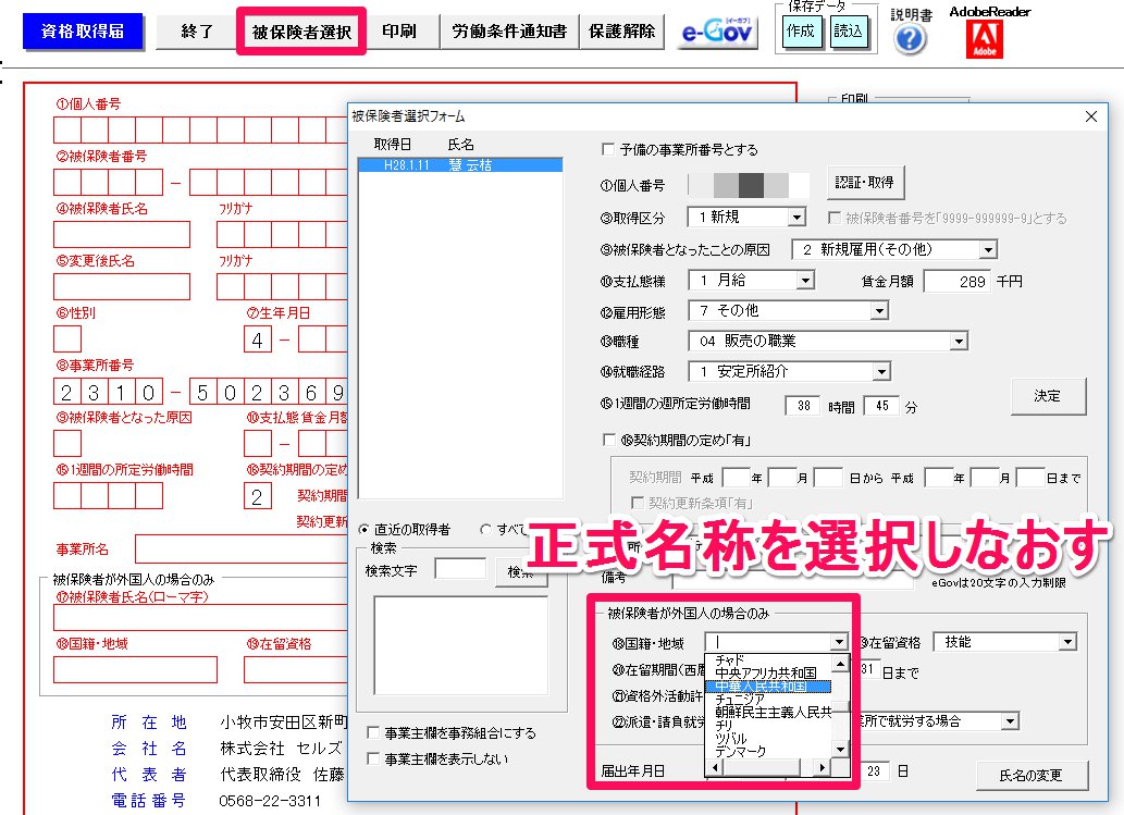 雇用保険の電子申請時、国籍・地域が空欄になってしまう