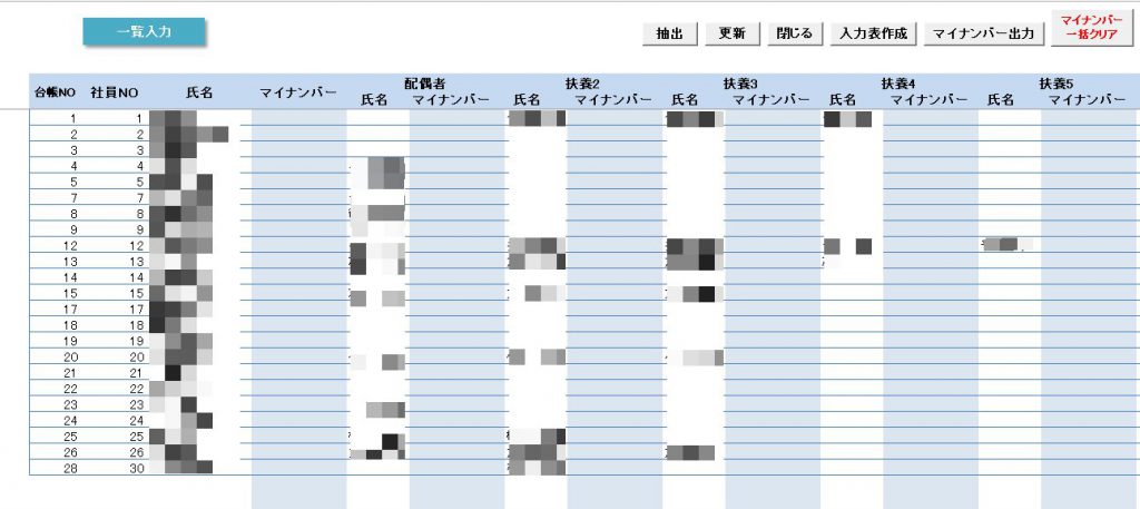 マイナンバー　一覧