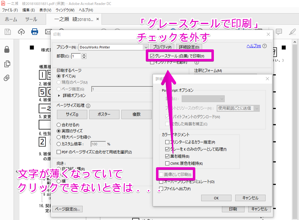 Pdfにしてから印刷する書式で 印刷すると様式が消えてしまう 台帳