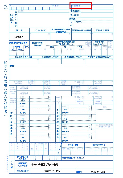 市区町村提出用の給与支払報告書にコード番号や指定番号を入れることはできますか？